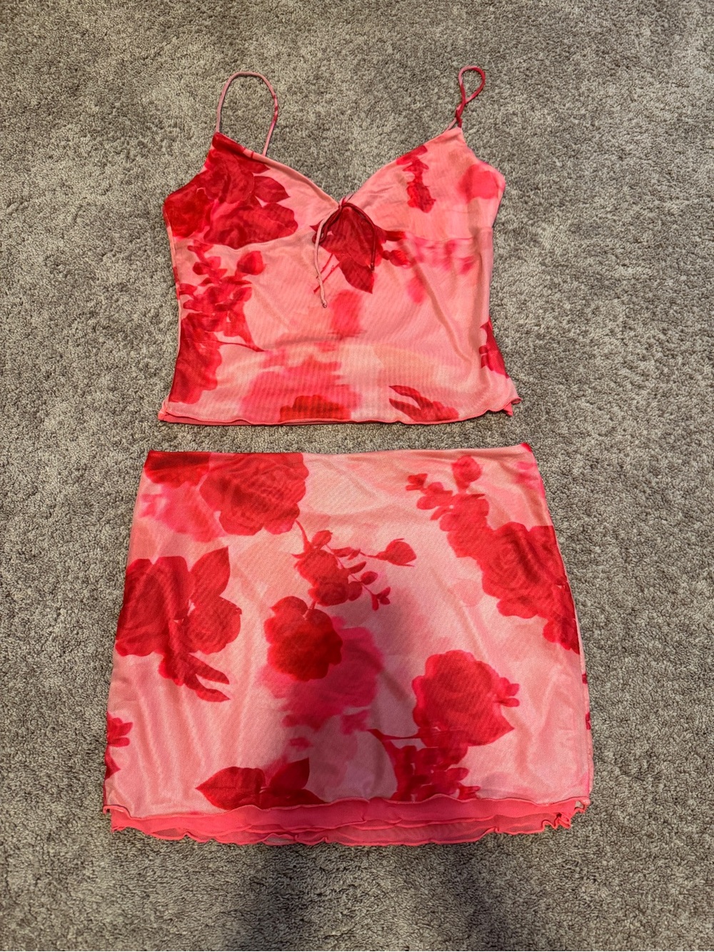 White Fox Pink floral 2 piece set